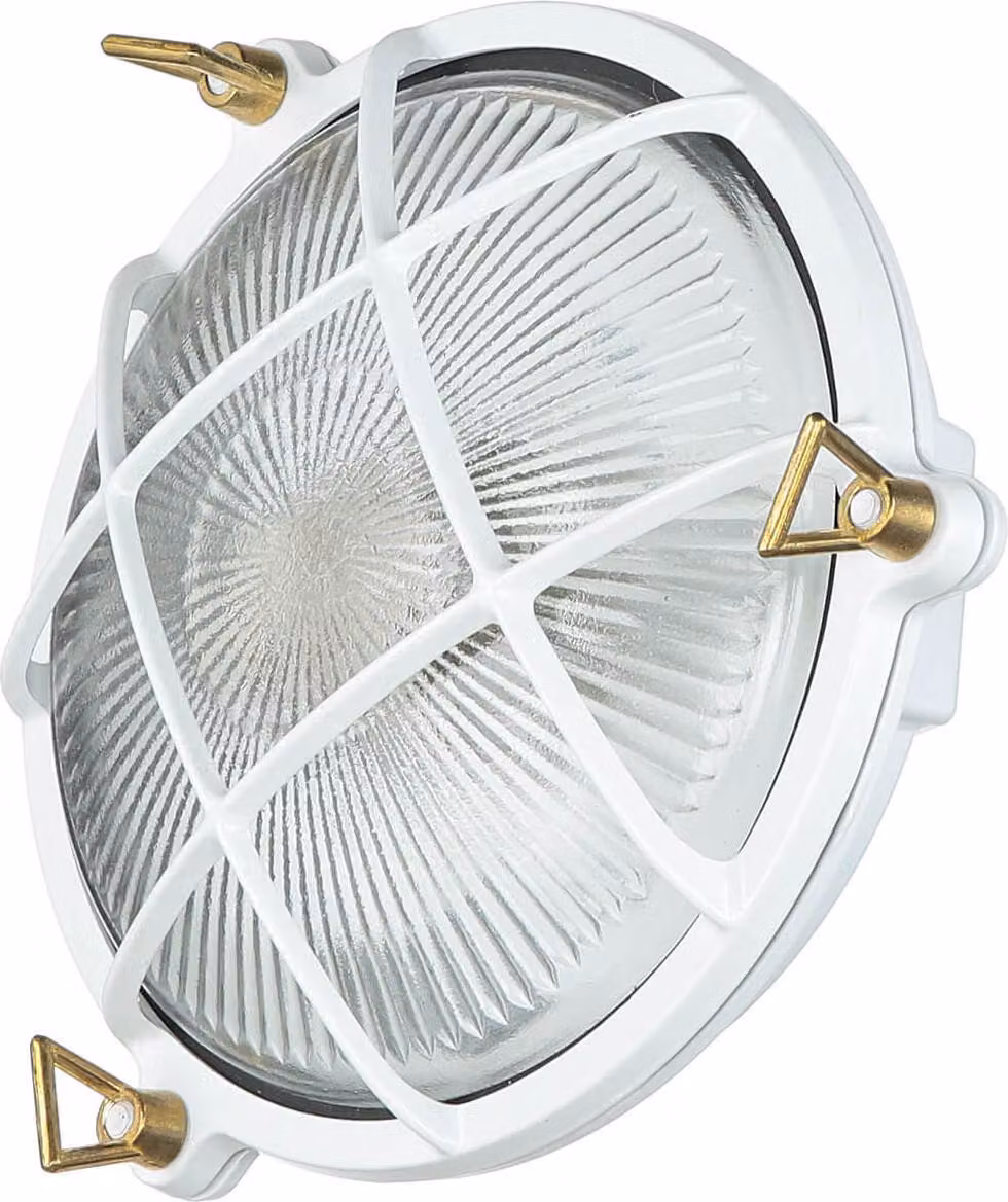 Applique da esterno Ø 21 cm bianco E27 IP64 vetro marino ottone massiccio lampada da esterno parete giardino