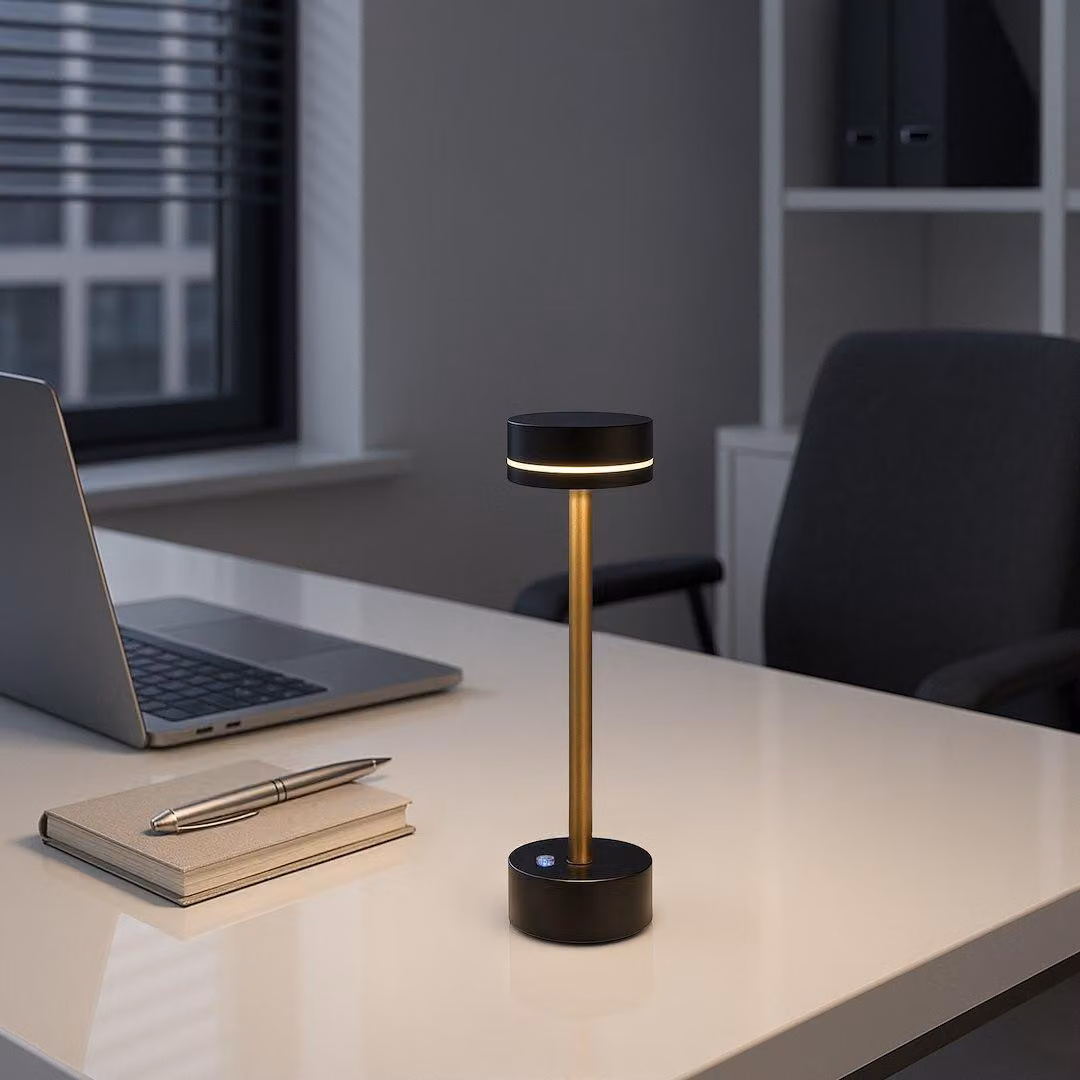 Lampada da tavolo LED nera e dorata 5W colore caldo senza fili Touch SAM Milagro