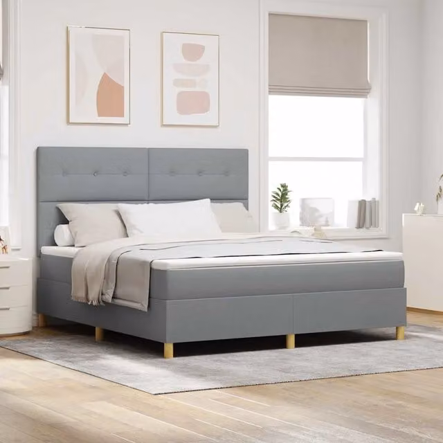 Letto a Sorgente LED Grigio chiaro 180 x 200 cm Tessuto 3343117