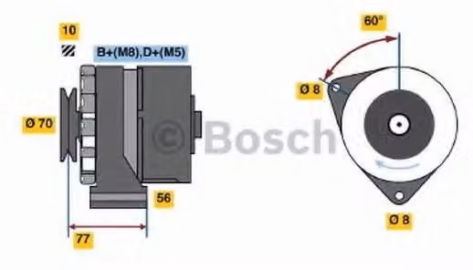 BOSCH 0 986 034 110 Alternatore LiMa 80 A 14 V per BMW Serie 3 Berlina (E30), Cabrio (E30), Serie 5 Berlina (E28), Coupé (E24) e Serie 7 (E23)
