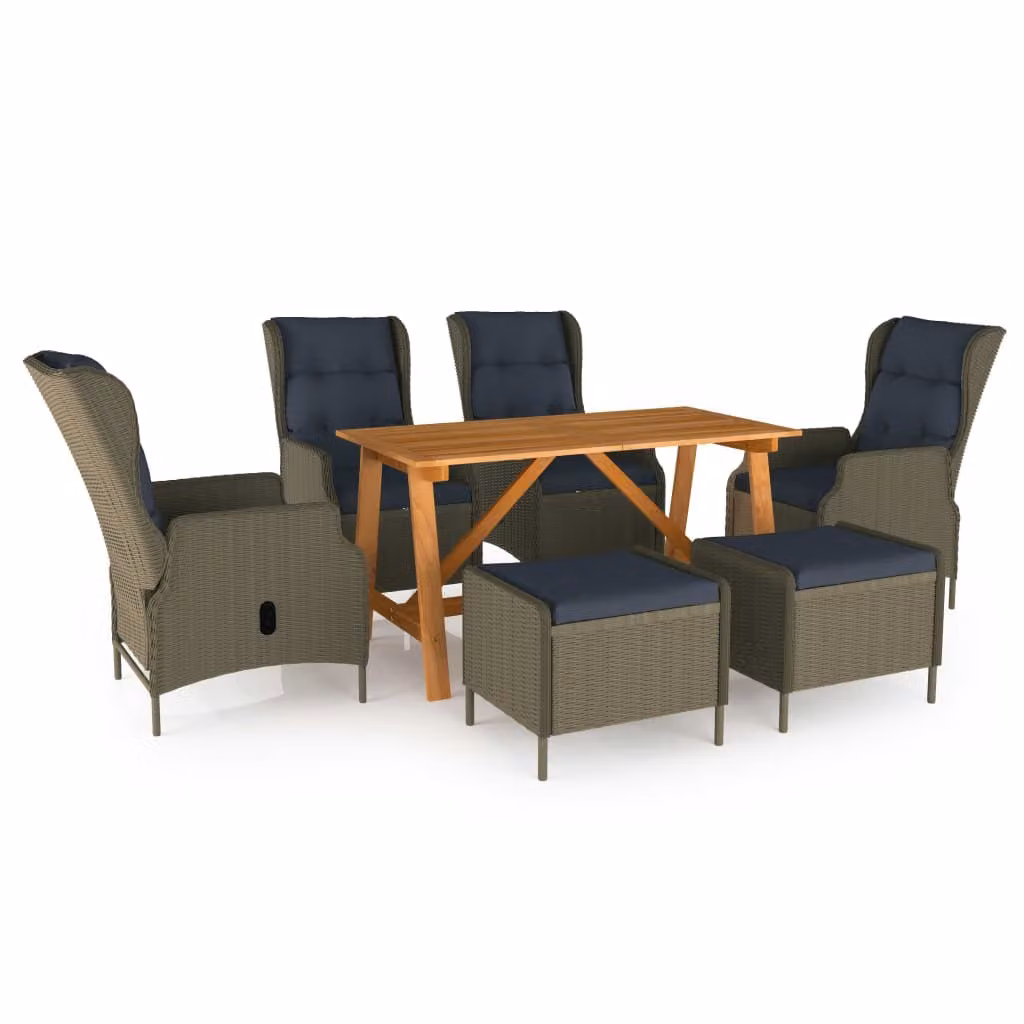 Maison Exclusive - Set da pranzo da giardino, 7 pezzi, marrone