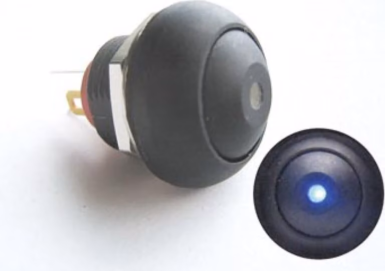 Mini Pulsante Con Led Blu 1P Spst Off-(On)