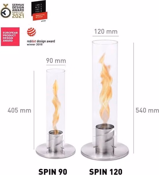 Lampada a Bio-etanolo Tafelhaard Spin 90 - Design Robusto per Interno ed Esterno - Lampada da Terra e Lampada da Tavolo con Stile