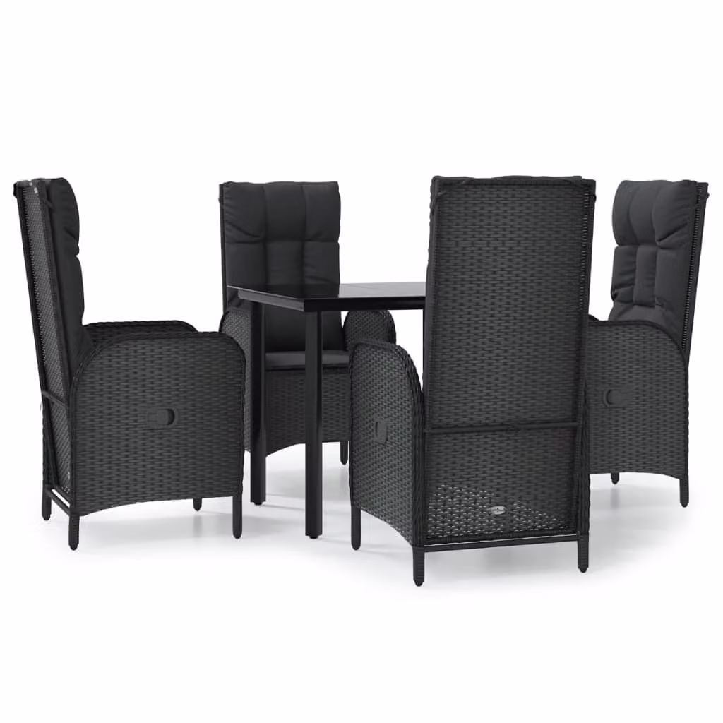 vidaXL set da pranzo da giardino a 5 pezzi con cuscini in rattan nero