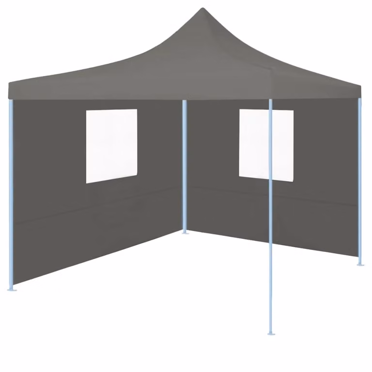 The Living Store Tenda professionale pieghevole per feste con 2 pareti laterali 2×2 m in acciaio antracite