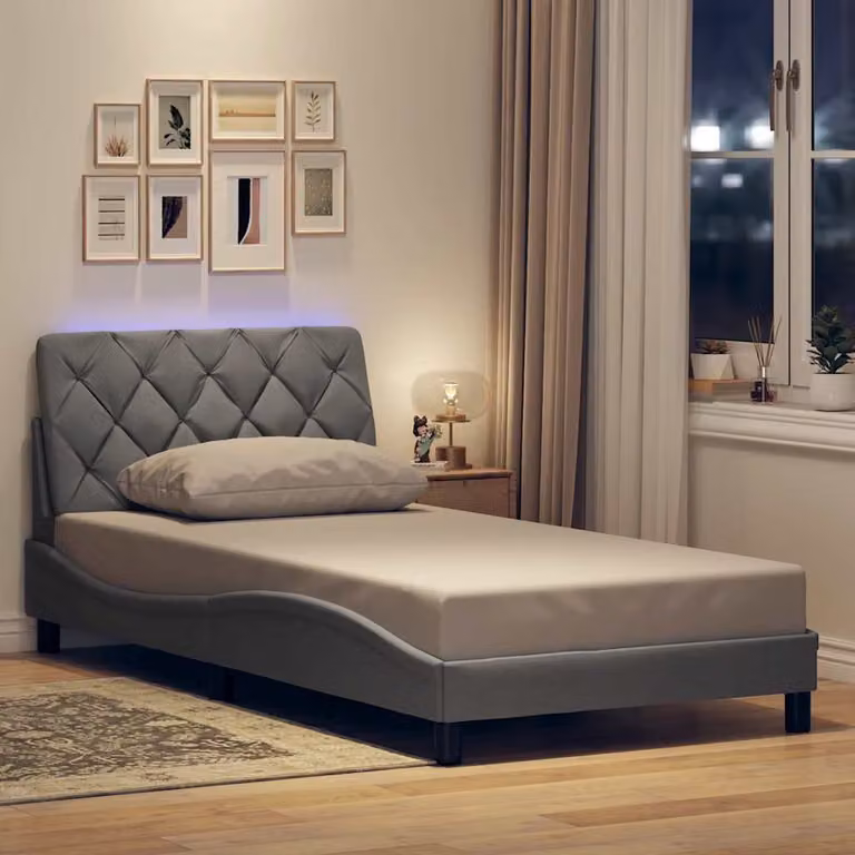 vidaXL Giroletto Moderno con LED e Porta USB, Grigio, L: 100 cm, P: 200 cm