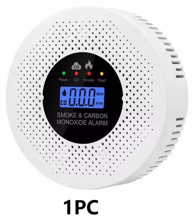 Rilevatore 2-in-1 di monossido di carbonio e fumo - Display LCD - Allarme acustico e visivo - Alimentazione a batteria - Batteria non inclusa - Confezione singola