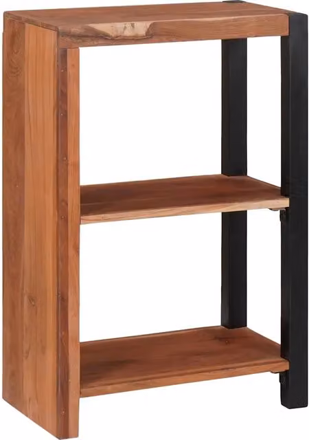 Libreria moderna vidaXL in legno di acacia e metallo, colore marrone, L 50 x P 30 x H 75 cm – 1