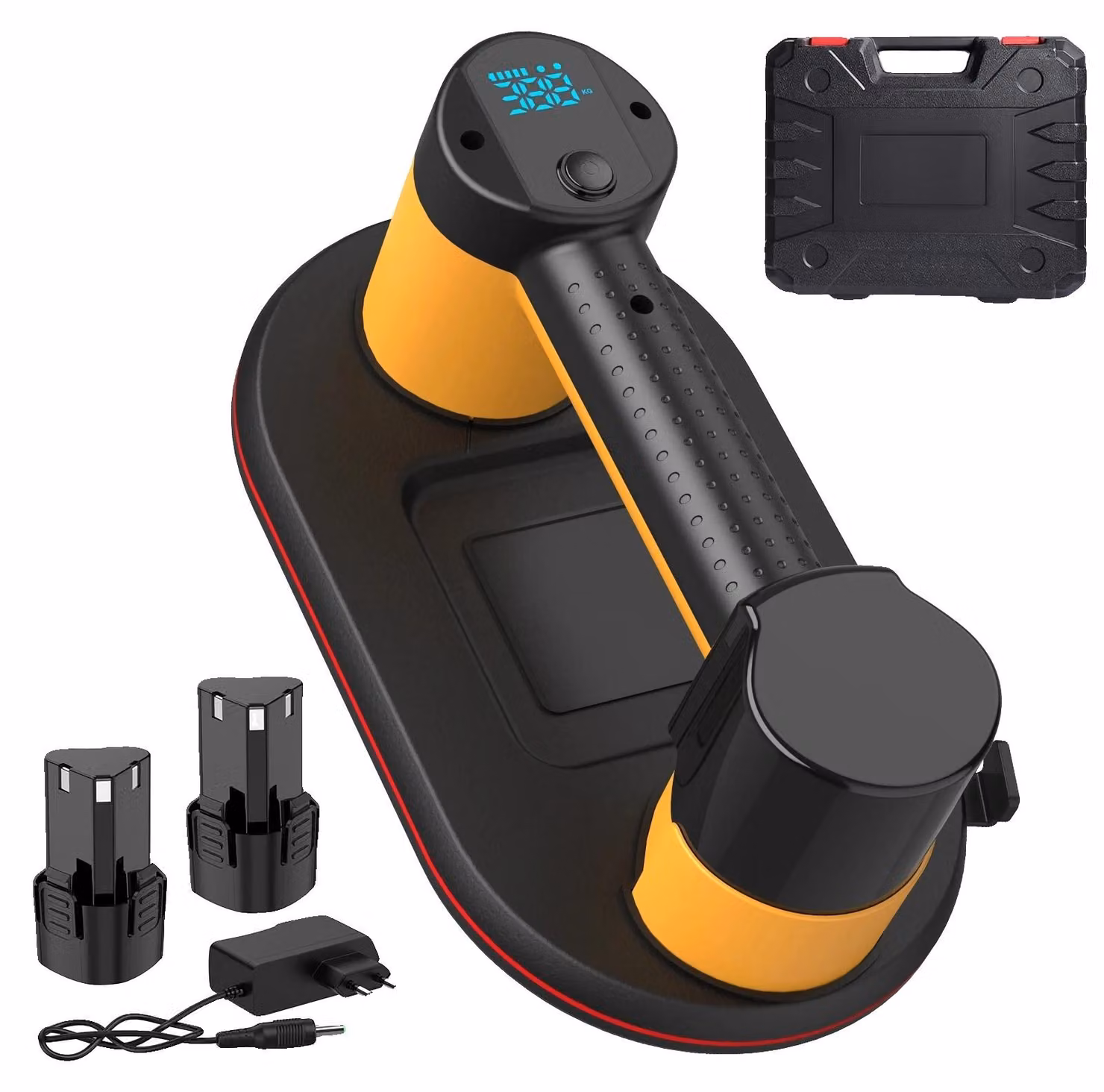Aspiratore a ventosa, display intelligente, costruzione robusta, 1 unità, 2 batterie