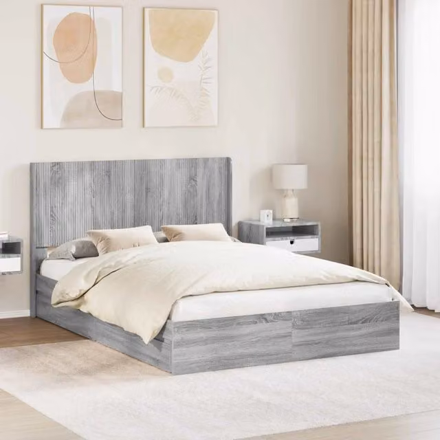 Struttura del letto con stoccaggio e testata Sonoma grigio 3414370