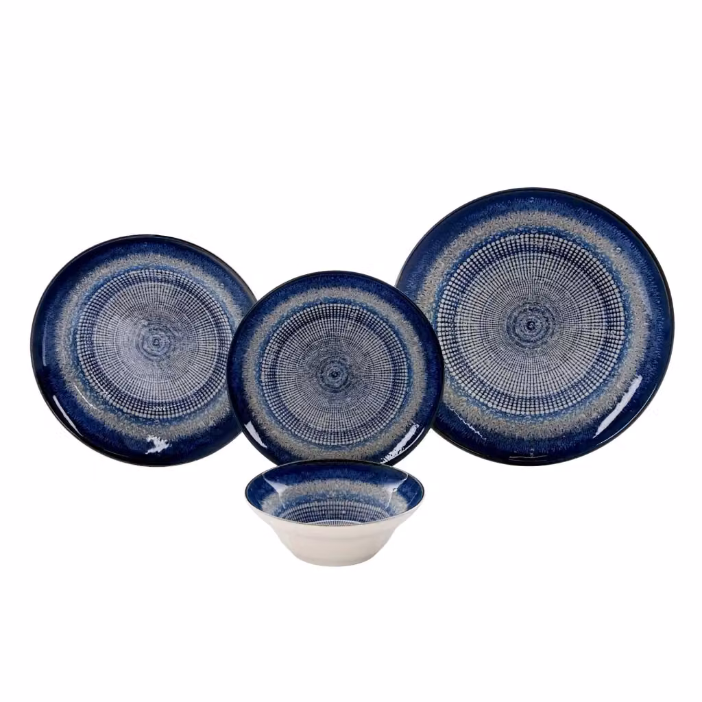 Servizio piatti DMORA in ceramica con decoro geometrico multicolore, set da 24 pezzi per adulti – 2