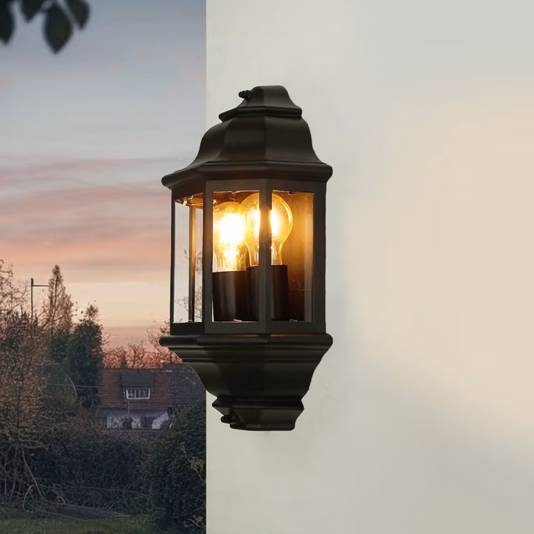 Lampada a parete da esterno IP44 nero E27 vetro alluminio lampada da esterno marittima parete giardino cortile