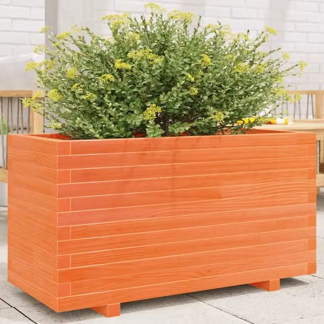 Fioriera da giardino vidaXL in legno massello marrone e arancione L: 90 cm, P: 40 cm, H: 49,5 cm