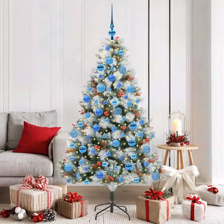 vidaXL Albero di Natale artificiale Verde e bianco 180 cm