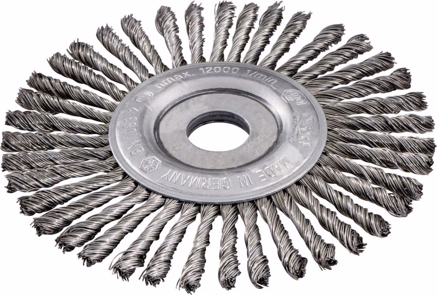 Spazzola rotonda Metabo 150x0,5x6 /22,23 mm, acciaio, annodata