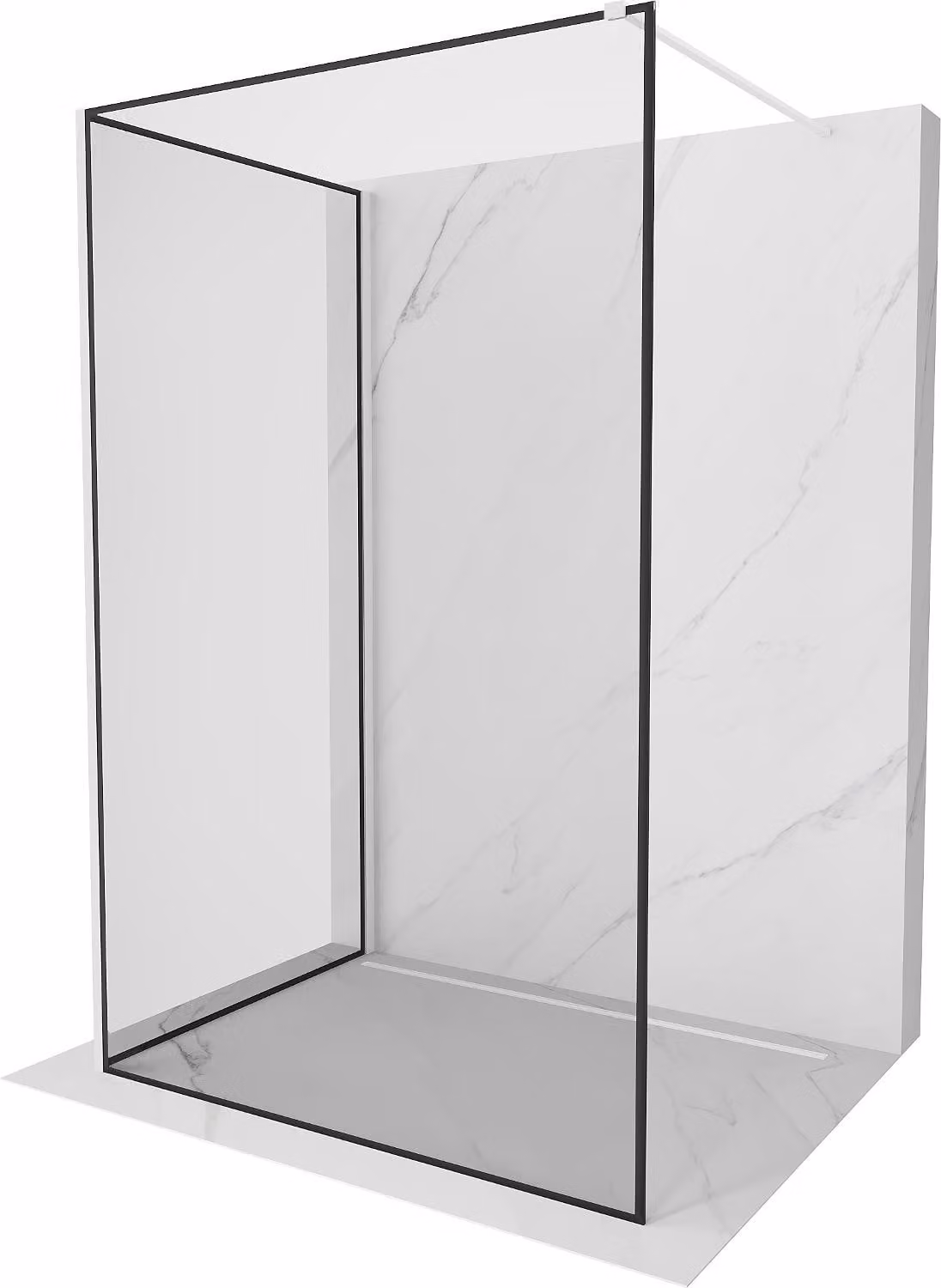 Mexen Kioto parete doccia Walk-in 100 x 80 cm, cornice nera, bianca - 800-100-212-20-70-080