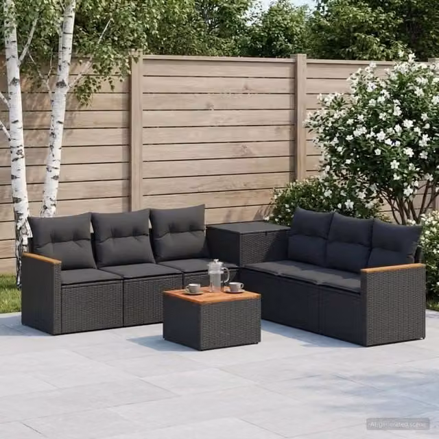 Set di divani 8 pz Nero 55 x 55 x 37 cm 3448536