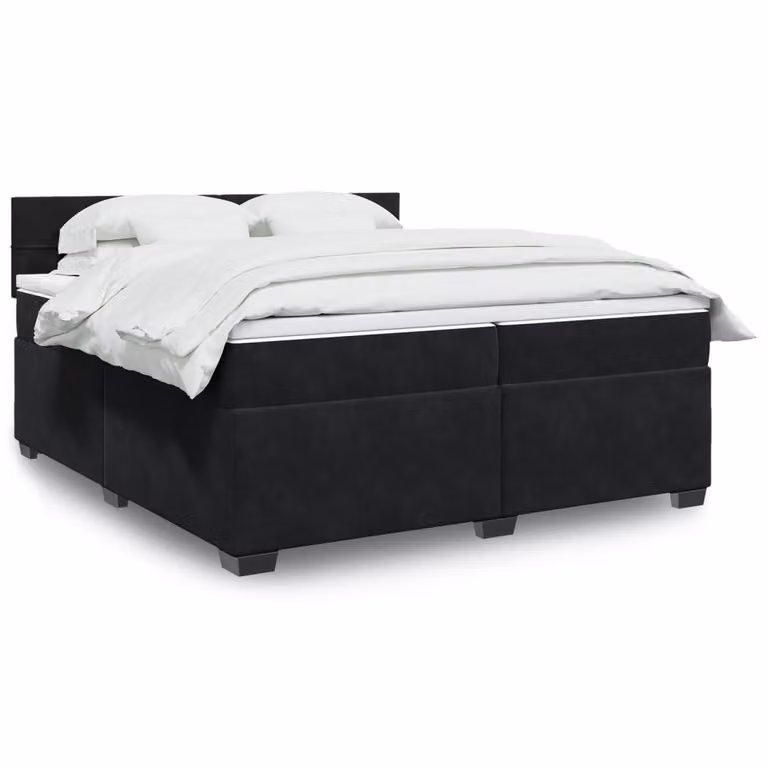 vidaXL Giroletto a Molle con Materasso in Velluto Nero L/P: 200 x 200 cm