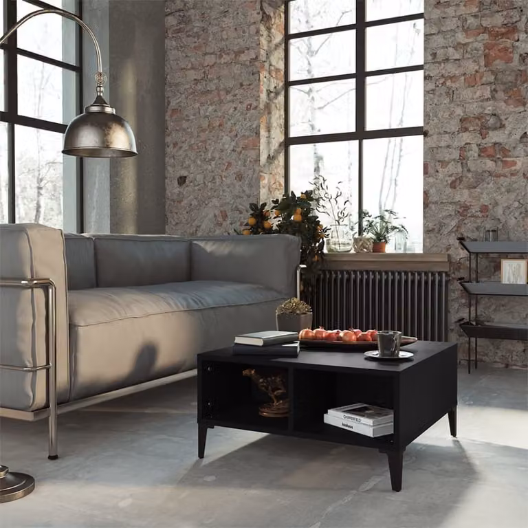 Tavolino The Living Store nero 60x60x30 cm in materiale ligneo