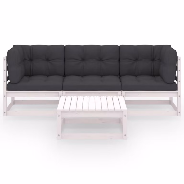 Set Divani da Giardino 4 pz con Cuscini Legno Massello Pino