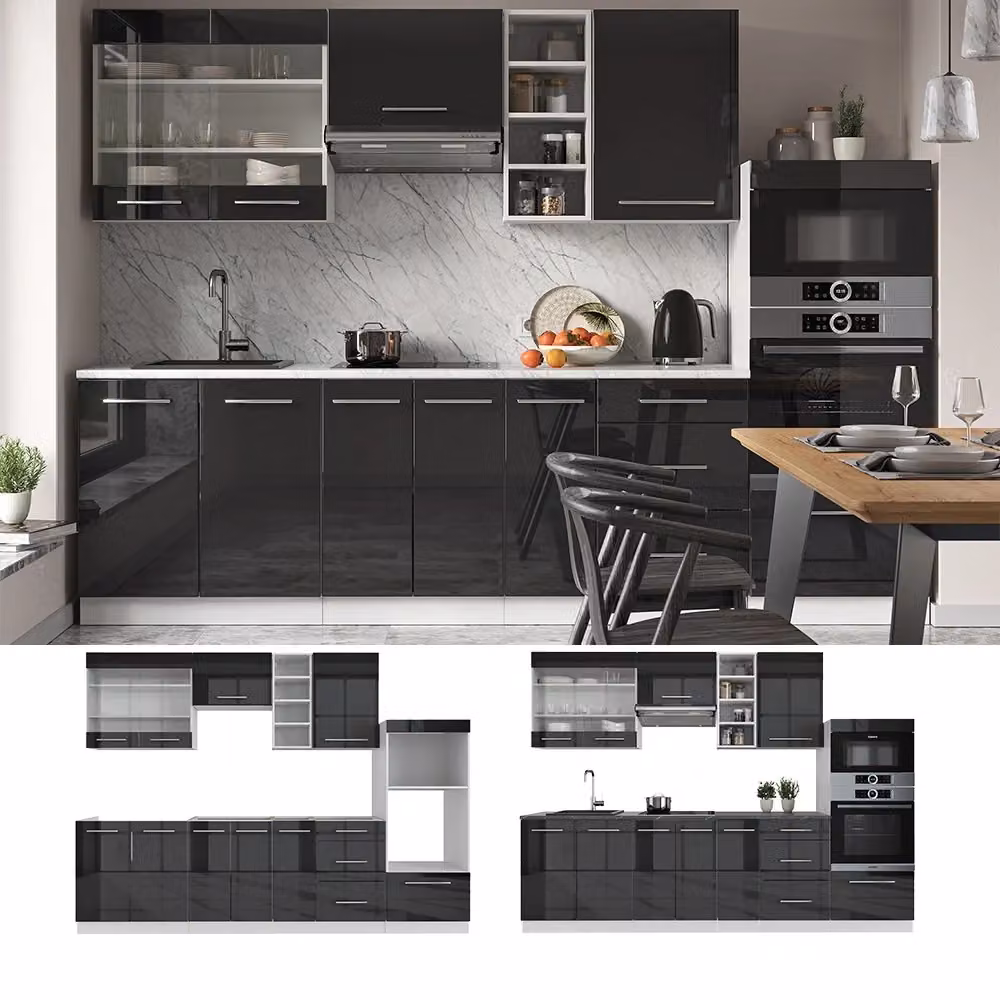 Cucina componibile moderna Fame-Line Vicco in antracite e bianco lucido, L: 280 cm – 2
