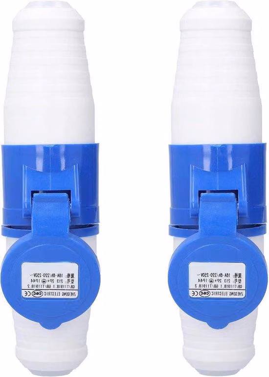 Connettori elettrici - Contatti circolari - Collegamento elettrico - Resistenti alle intemperie - 16 A, 220-250 V - Blu