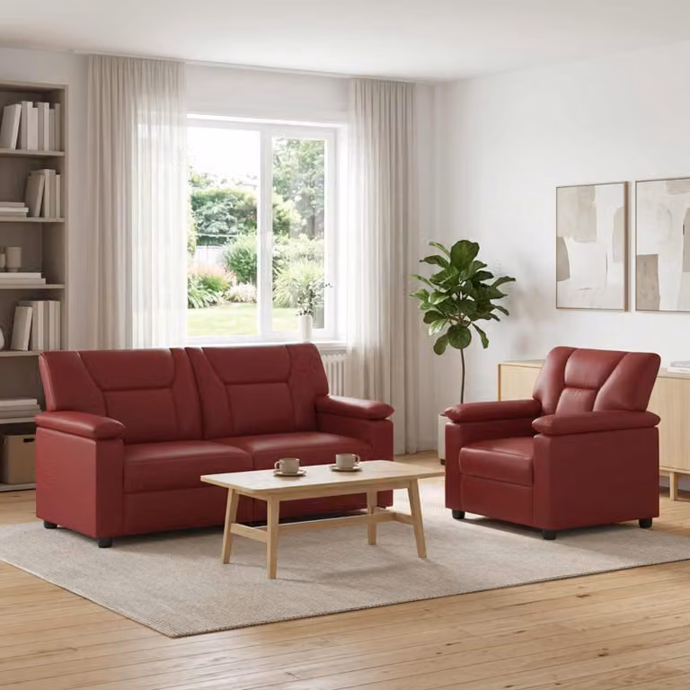 Set di 2 divani moderni vidaXL in similpelle rosso per il tuo soggiorno