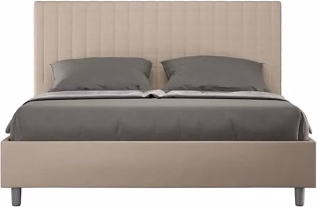 Letto matrimoniale contenitore imbottito 160x190 similpelle tortora Sunny