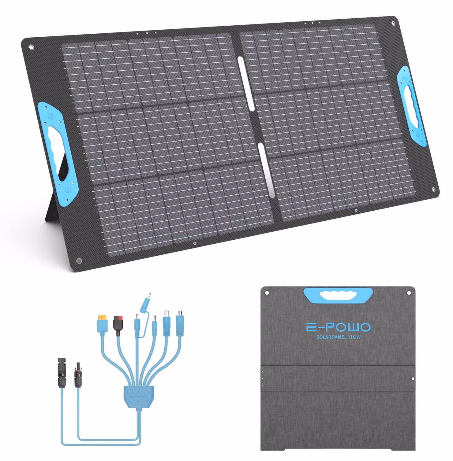 Pannello solare pieghevole da 110 W con porta USB-C PD da 65 W e porta USB-A QC 3.0