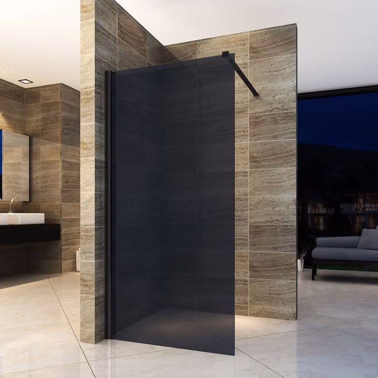 Parete doccia walk-in Aloni Eco in vetro fumé nero 1400x2000 mm