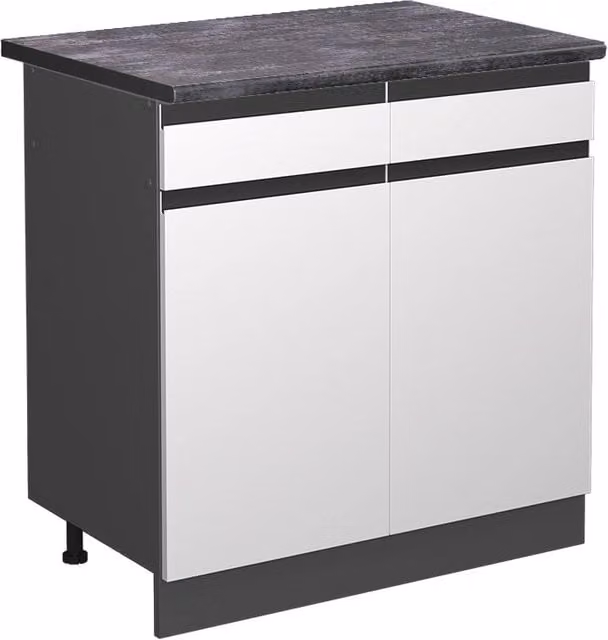 Mobiletto base per cucina R-Line Bianco/Antracite 80 cm J-Shape, PL Antracite Vicco