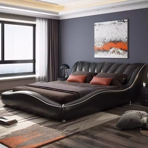 Bett Luxus 180x200 Schlafzimmer Kunstleder Möbel Modern Design
