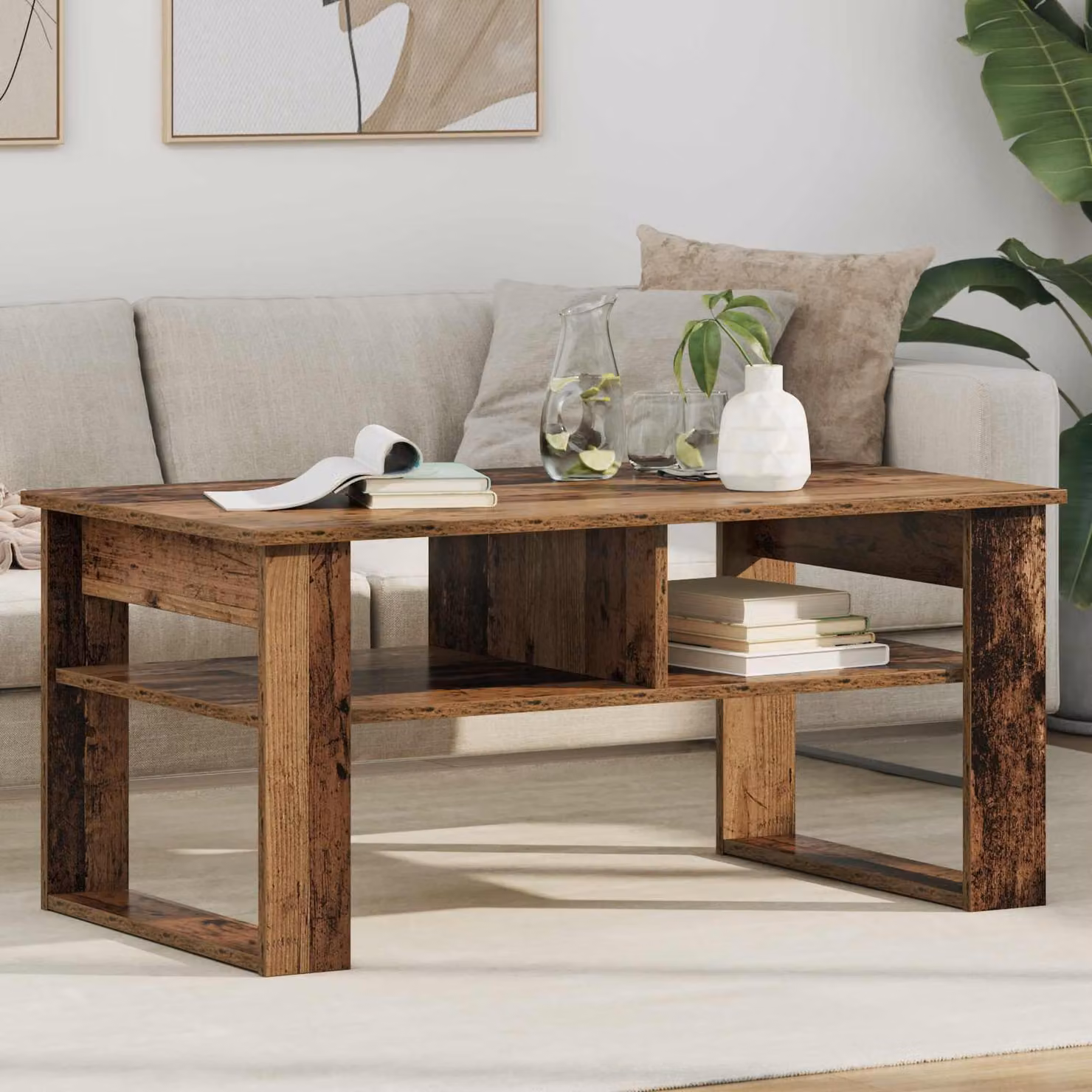 Maison Exclusive - Tavolino da caffè in legno massello riciclato, 96 x 54 x 44 cm, materiale: legno composito