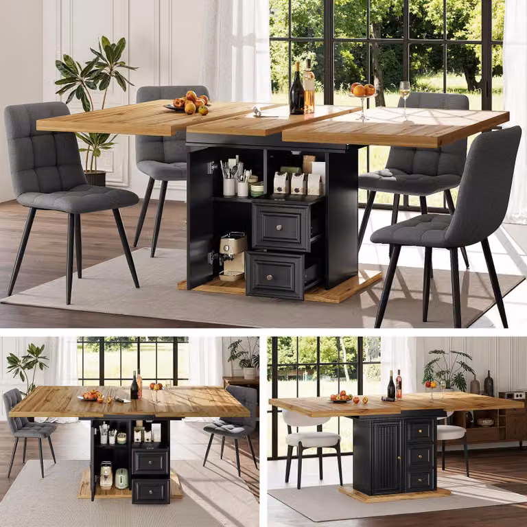 Tavolo da pranzo allungabile Sweiko, 110 x 80 x 75 cm Adatto ada pranzo, cucine o terrazze Tavolo da pranzo allungabile in legno con una lunghezza fino a 140 cm Spazio fino a sei persone Piano del tavolo con H