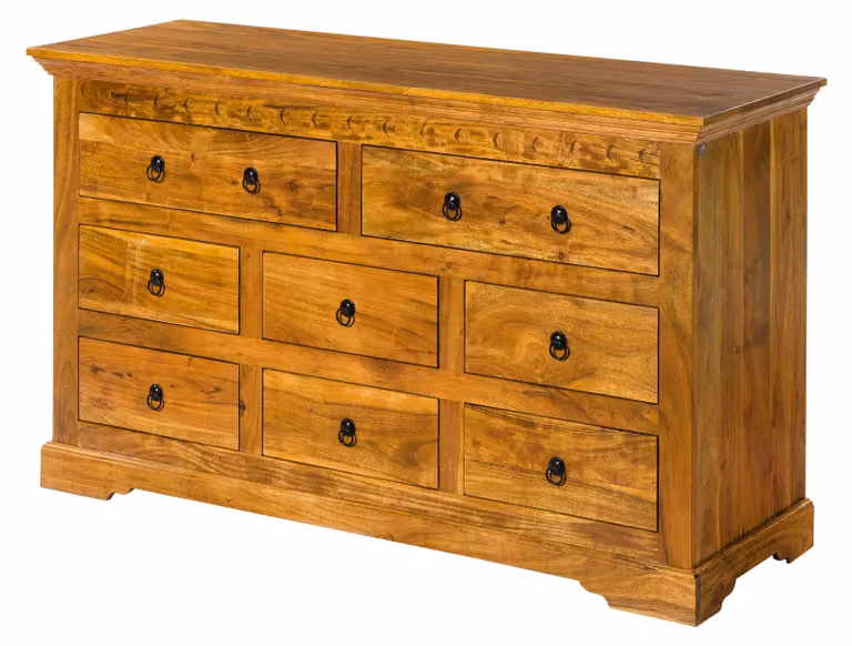 MASSIVMOEBEL24 | OXFORD #0524 Cassettiera in legno di acacia - laccato / miele 145x49x85