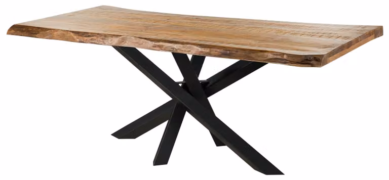 MASSIVMOEBEL24 | Tavolo da pranzo in legno di mango - laccato naturale / gambe mikado antracite matt 180x90x79
