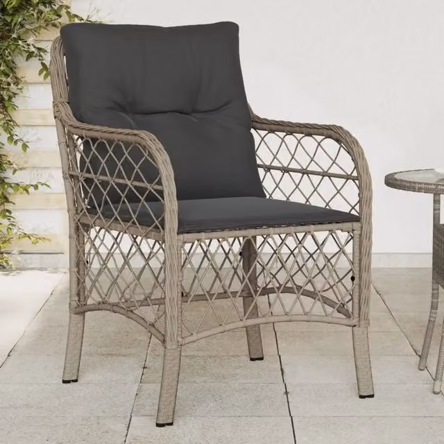 Set di 2 sedie da giardino vidaXL in polyrattan con cuscini antracite e grigio
