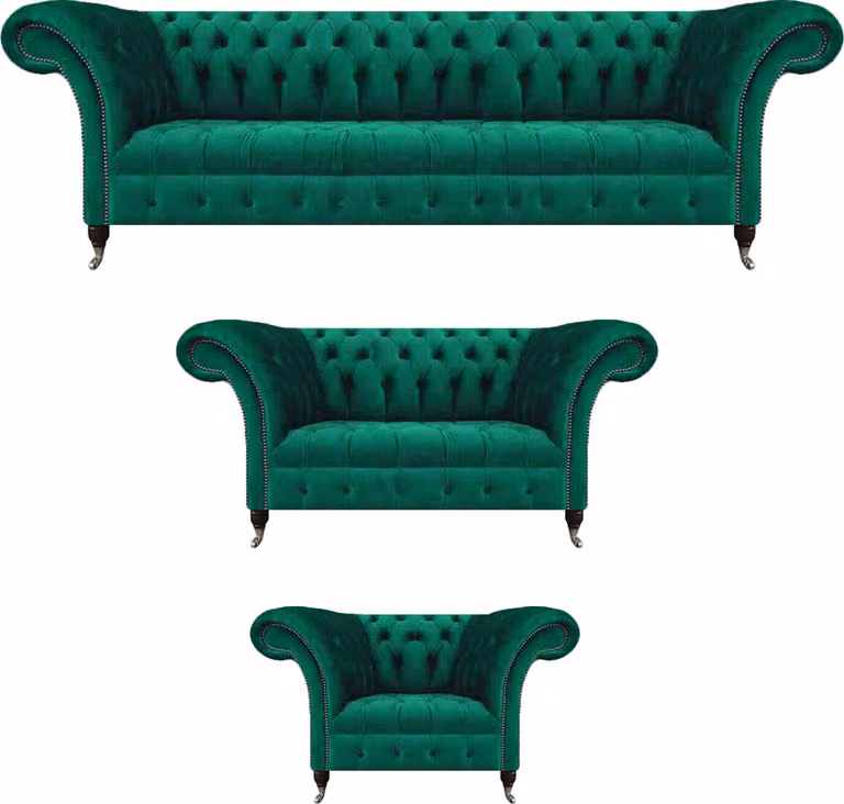 Komplett Sofa Set 3tlg Chesterfield Garnitur Sitz Möbel Luxus Einrichtung
