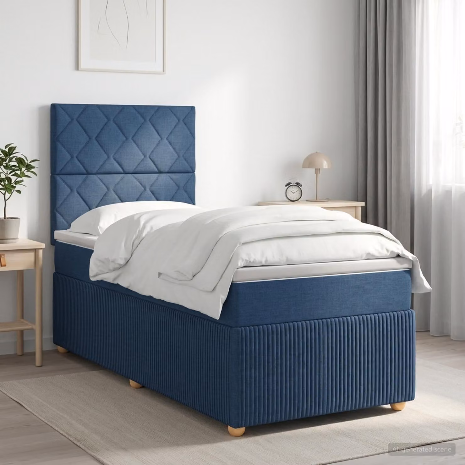 Maison Exclusive - Letto boxspring con materasso e testiera blu 100 x 200 cm Tessuto