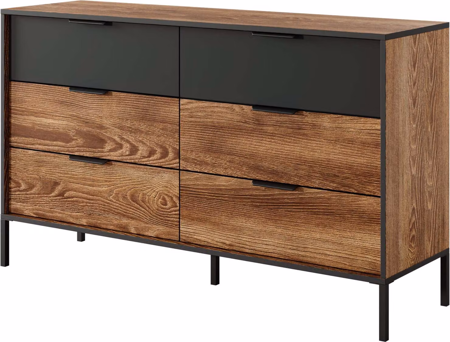 Credenza FURNLUX Milton Marrone e Nero 138 cm / Colore principale: Marrone / Dimensioni: 138 x 82 x 40 cm