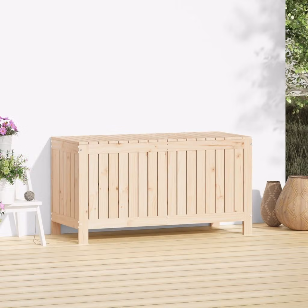 The Living Store Cassapanca da giardino 115x49x60 cm in legno di pino massiccio