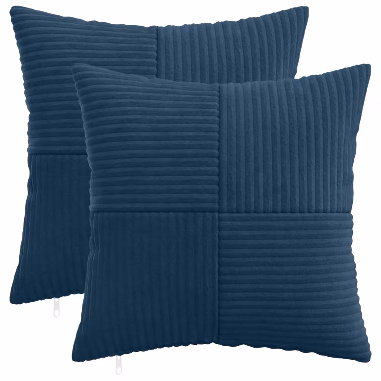 Set di 2 federe vidaXL ALMELO in velluto a coste blu navy, L/P: 40 x 40 cm