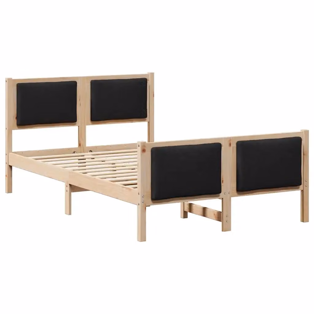 Letto moderno con testiera in tessuto e struttura in legno di pino nero vidaXL L/P: 120 x 200 cm – 2