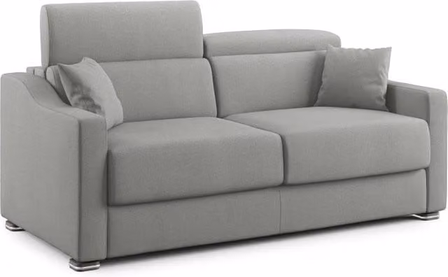 Divano letto matrimoniale Amber Divani.Store in tessuto smacchiabile grigio, L: 211 cm, Materasso: 160 x 200 cm