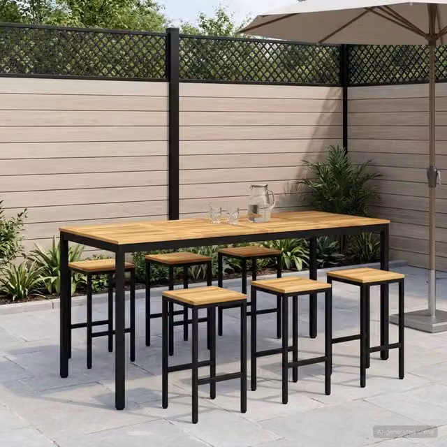 Tavolo da giardino rettangolare vidaXL in legno di acacia e metallo stile rustico bianco, nero e marrone L: 105 cm, P: 80,5 cm, H: 80,5 cm