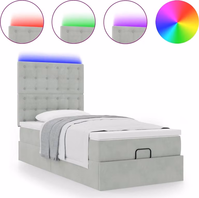 Struttura Letto Pouf con Materassi 90x200 cm in Velluto