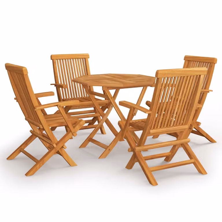 Set da Pranzo da Giardino 5 pz in Legno Massello di Teak