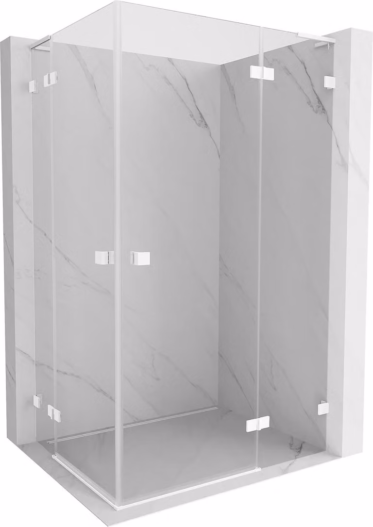 Mexen Lunar L Duo cabina doccia apribile destra 105 x 90 cm, trasparente, bianca - 834L-105P-090L-20-00