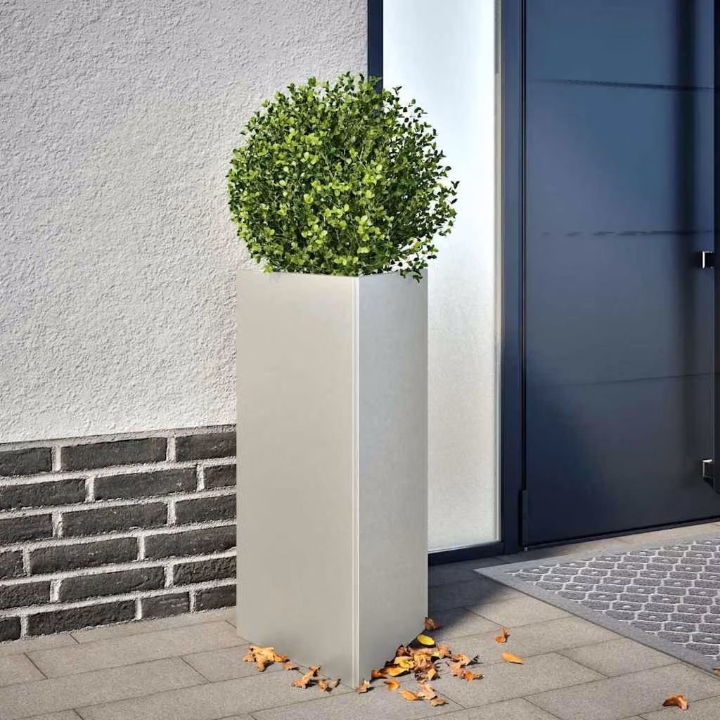 Fioriera da giardino triangolare vidaXL in acciaio inox color argento L: 40 cm, P: 34,5 cm, H: 75 cm