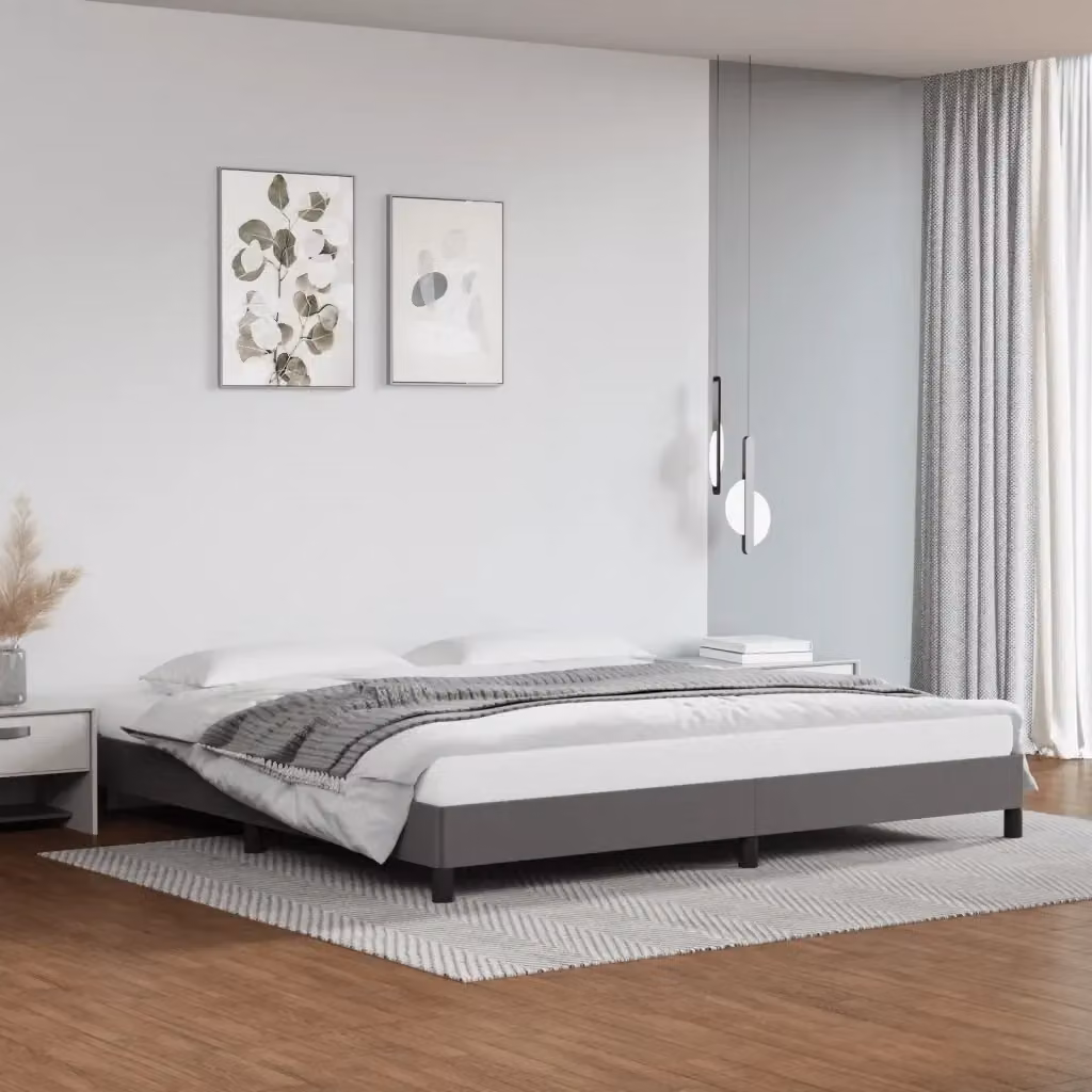 Letto matrimoniale moderno DESIGN IN in similpelle grigio con doghe in legno L/P: 200 x 200 cm – 2